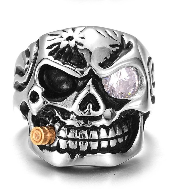 Biker Jewelry Rings Hiphop Punk Style Skull Rings For Men