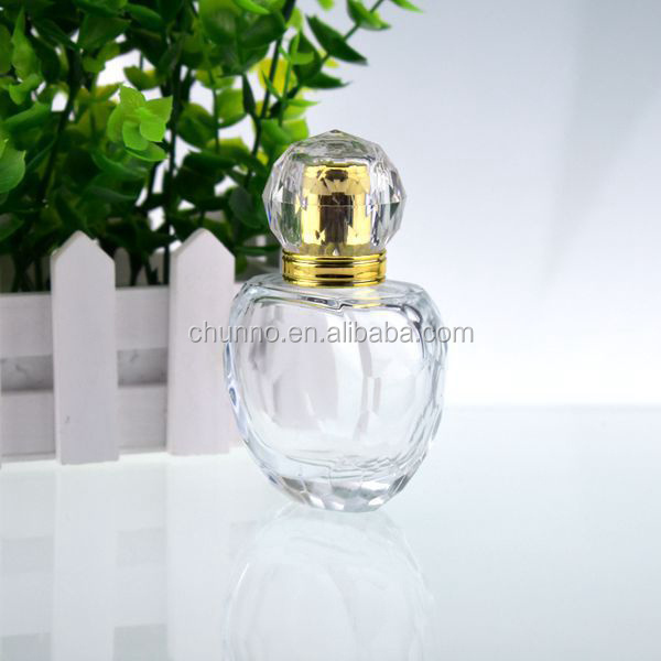 New arrival 50ml clear diamond perfume bottle glass heart shape cosmetic spray bottle