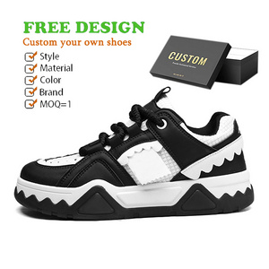 Custom Design Low Minimum Men's Skate Board Shoes New Thick Sole Casual Board Shoes Student Sports Leather Fashion Sneakers