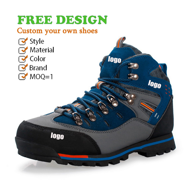 Custom Waterproof Hiking Shoes Mens Shoes Trekking Breathable Leather Outdoor Climbing Ankle Boots for Men