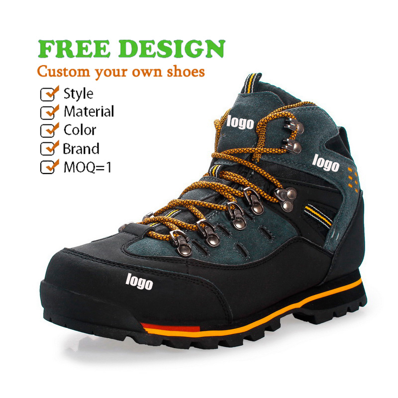 Custom Waterproof Hiking Shoes Mens Shoes Trekking Breathable Leather Outdoor Climbing Ankle Boots for Men