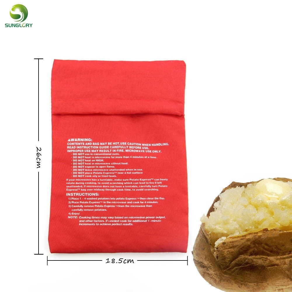 Red Microwave Potato Bag Baking Potato Cooking Bag Washable Cooker Bag Baked Potatoes Rice Pocket Oven Quick Fast Kitchen Tools