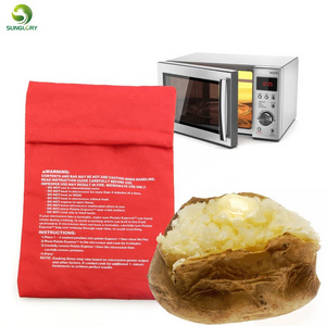 Red Microwave Potato Bag Baking Potato Cooking Bag Washable Cooker Bag Baked Potatoes Rice Pocket Oven Quick Fast Kitchen Tools