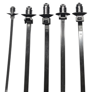 PA66 8" 50lb UV Black Fir Tree Push Mount Cable Ties