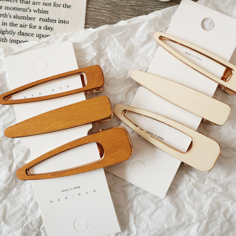 Simple Hollowed No Bend Hair Clips Creaseless Wooden Hair Clip For Women Girls