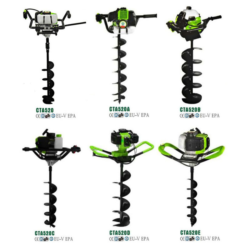 gasoline powered earth auger 52cc Handheld earth auger head