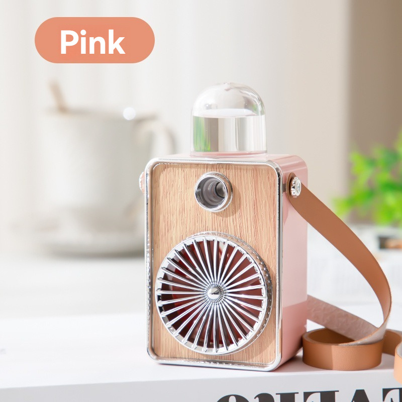 New retro spray cold fan seven colorful lights multifunction handheld outdoor portable neck mini small fan factory