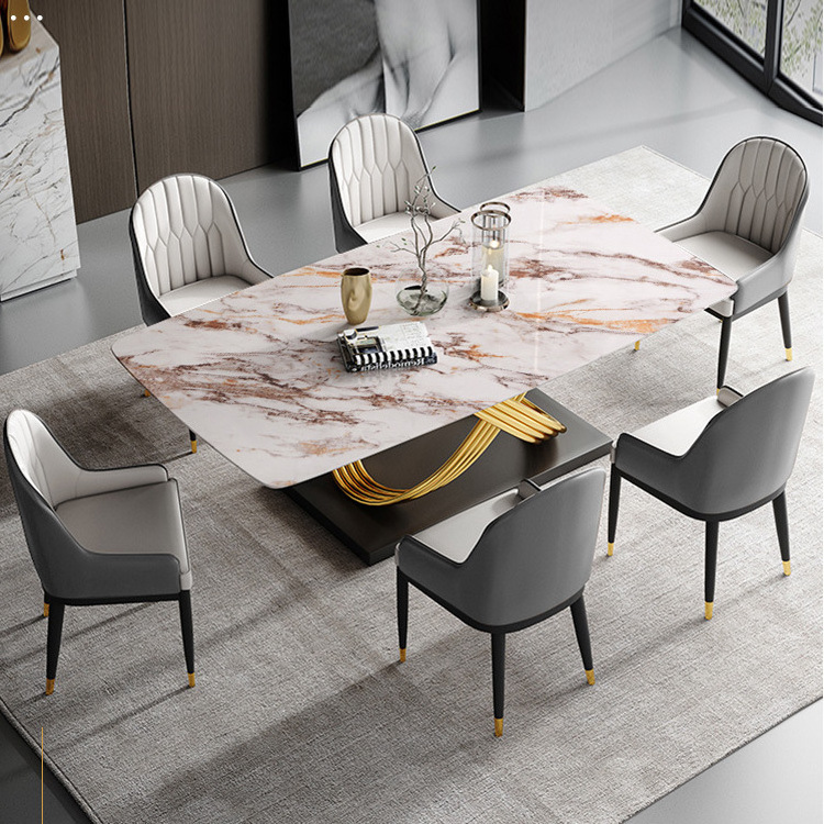 hot sale Modern luxury dining table artificial rock plate long dining table