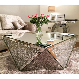 4 sides crushed handmade mirrored coffee table