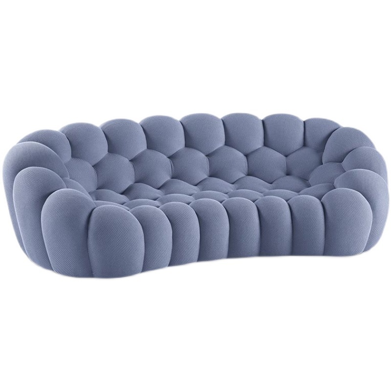 living room circular furniture modern curved half moon u shape sofa set contrast color tufted fabric sofa