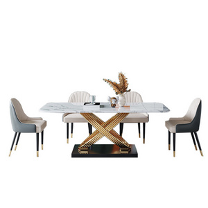 hot sale Modern luxury dining table artificial rock plate long dining table