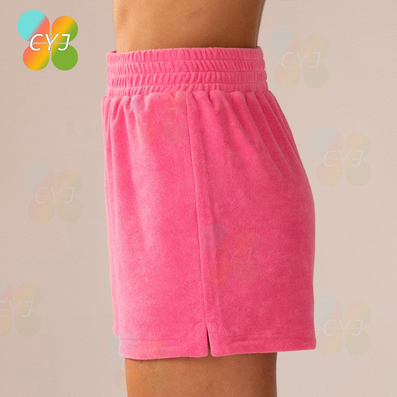 High Quality Wholesale Blank Sweat Shorts Lounge Custom Summer Cotton Pink Terry Cloth Shorts Women