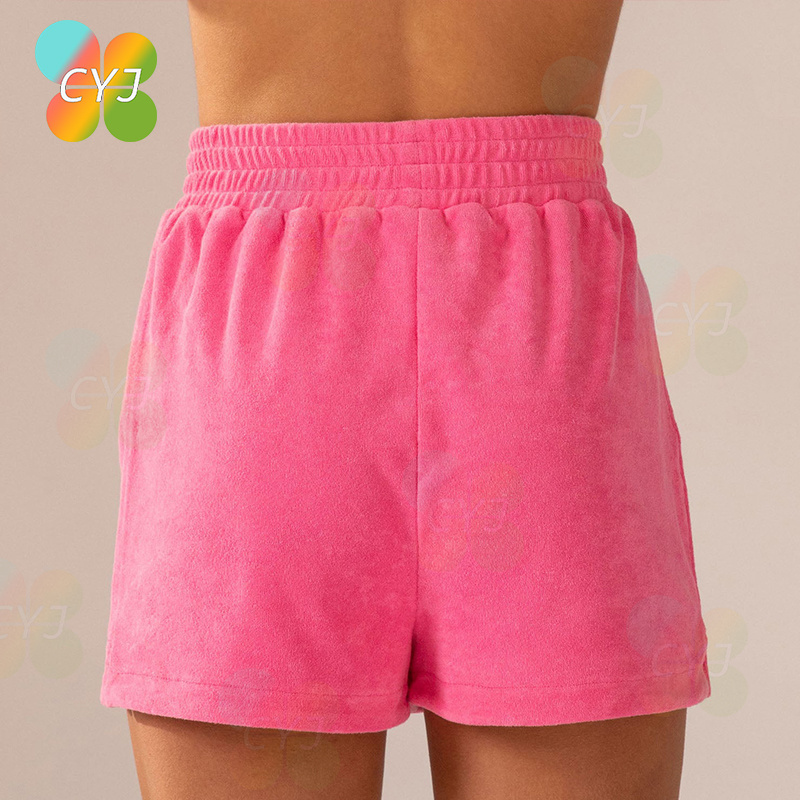 High Quality Wholesale Blank Sweat Shorts Lounge Custom Summer Cotton Pink Terry Cloth Shorts Women