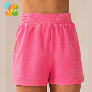 High Quality Wholesale Blank Sweat Shorts Lounge Custom Summer Cotton Pink Terry Cloth Shorts Women