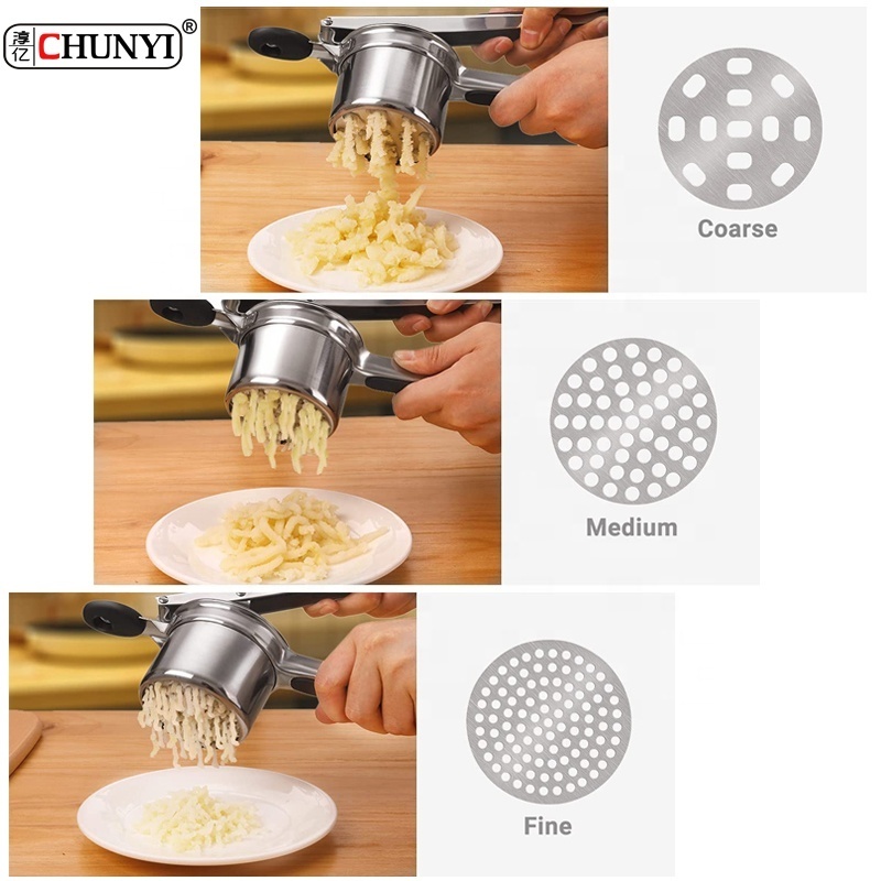 Multifunctional Household Stainless Manual Slicer Potato Ricer Set Kitchen Tools Accessories Potato Masher With Silicone Handle