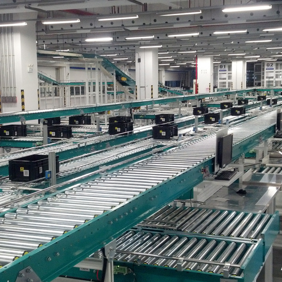 stainless steel powered / gravity manual roller Automatic  pallet conveyor system Line motorized roller conveyor for carton box