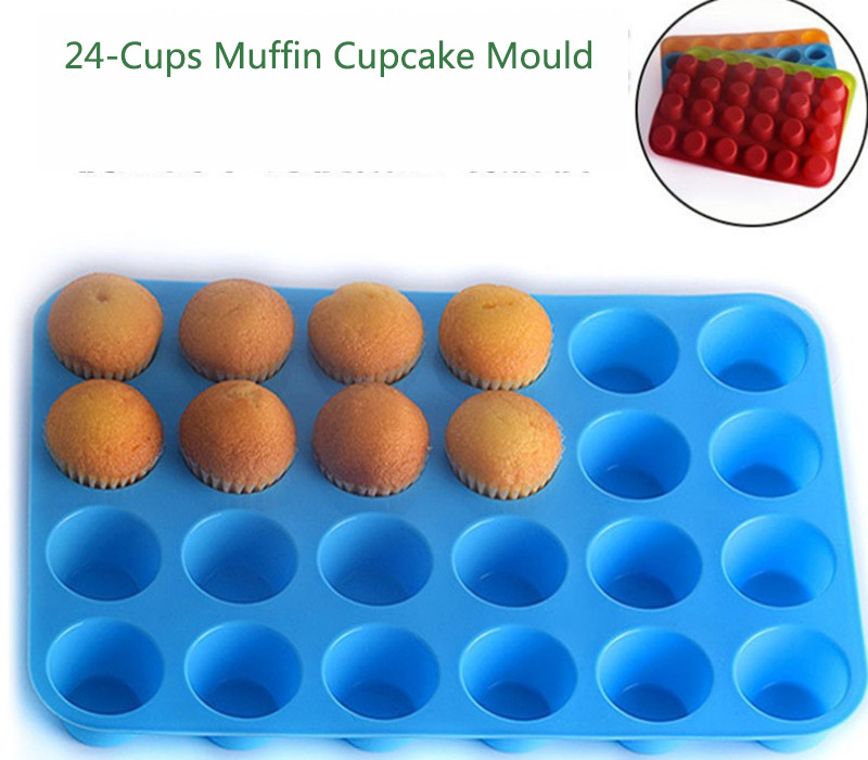 24-cups silicone muffin cupcake mould Baking- Non Stick Tray / Bakeware - Silicon Mold