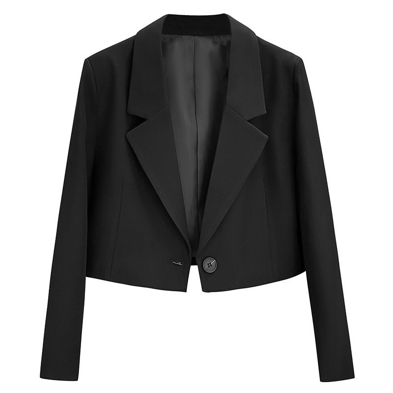 Latest products casual solid autumn single button elegant women korean crop blazer