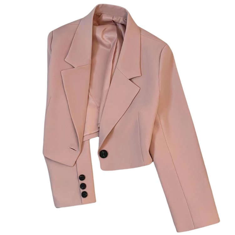 Women' Streetwear Short Spring Autumn Single Button Long Sleeve Lapel Trend Popular Solid Suit Coat for ladies blazer