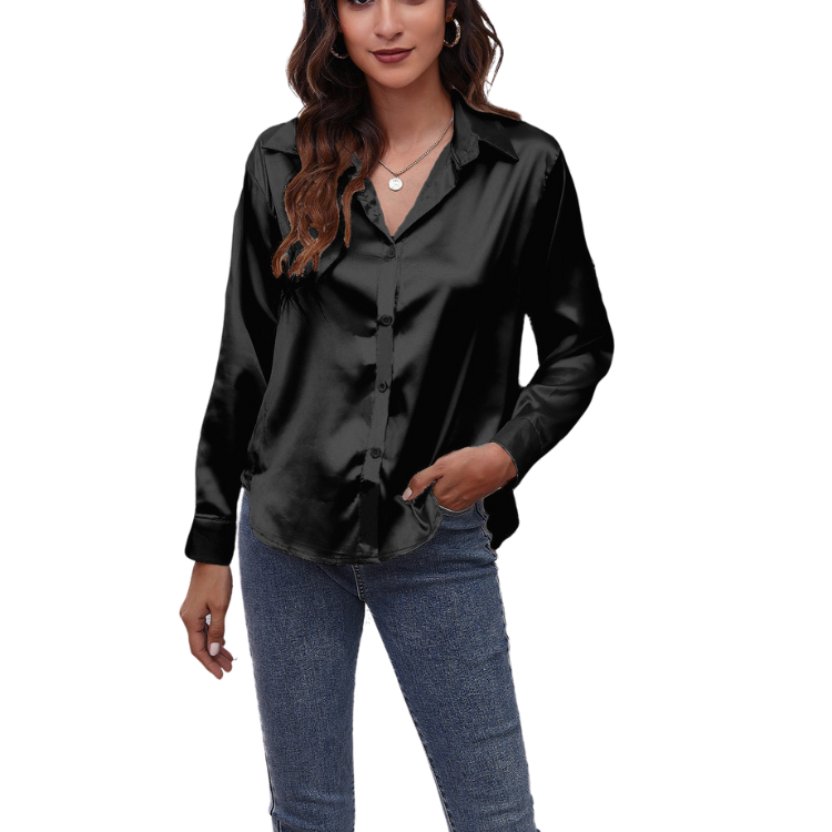 Women's Slim Fit Silk Shirts Long Sleeve Lady Shirt Office Work blusas para mujer Satin Elegant Blouse Tops For Ladies 2024