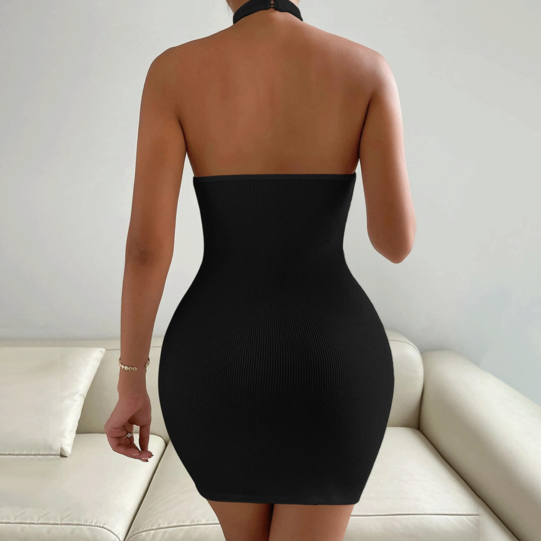 women's  summer cashual wholesale short black white outfits party sleeveless sexy bodycon collar elegant dress for women night