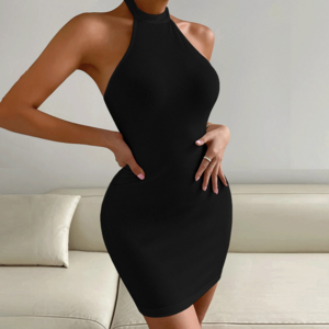 women's  summer cashual wholesale short black white outfits party sleeveless sexy bodycon collar elegant dress for women night