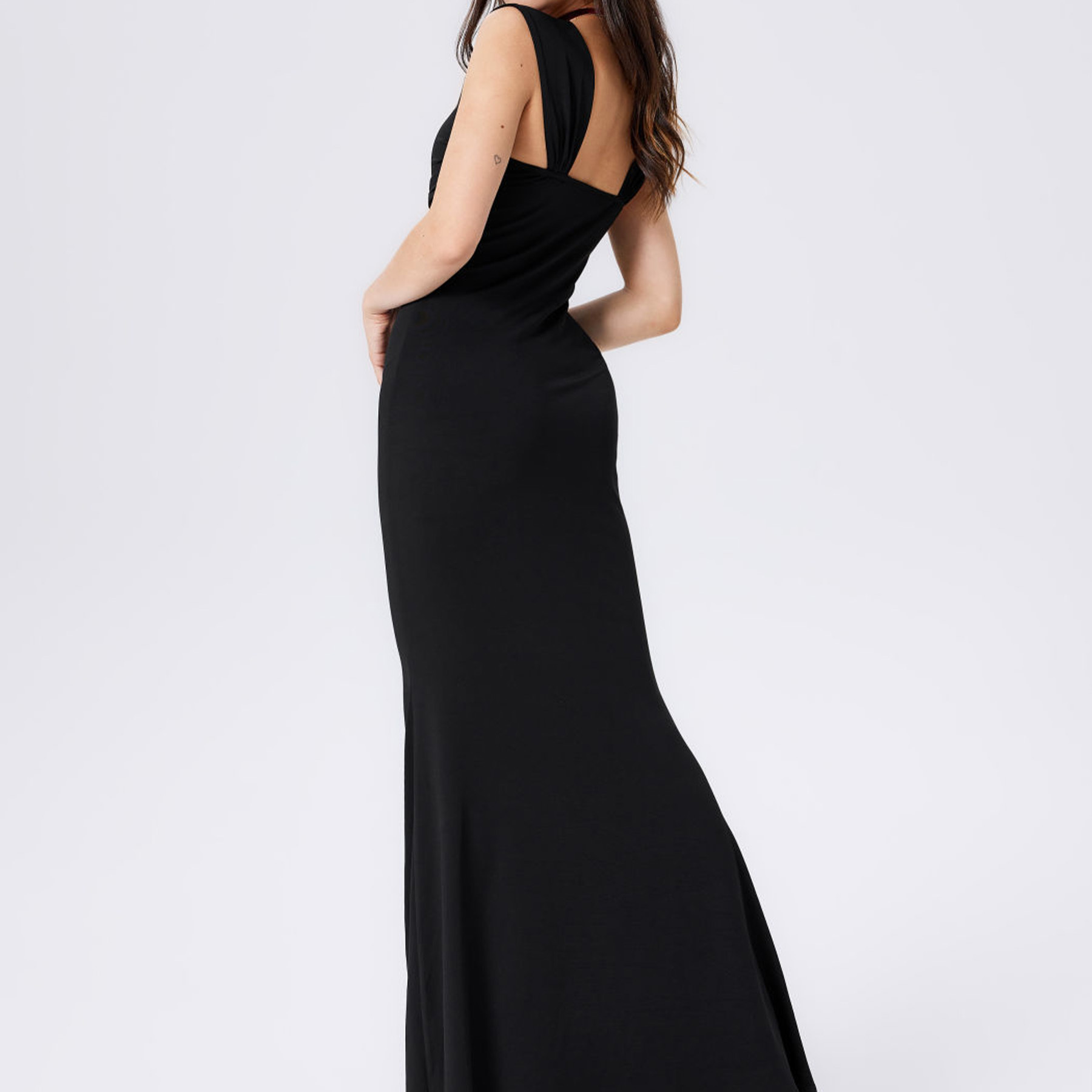 Wholesale female long black sleeveless square neck slim ladies vestidos elegant maxi dress with big discount