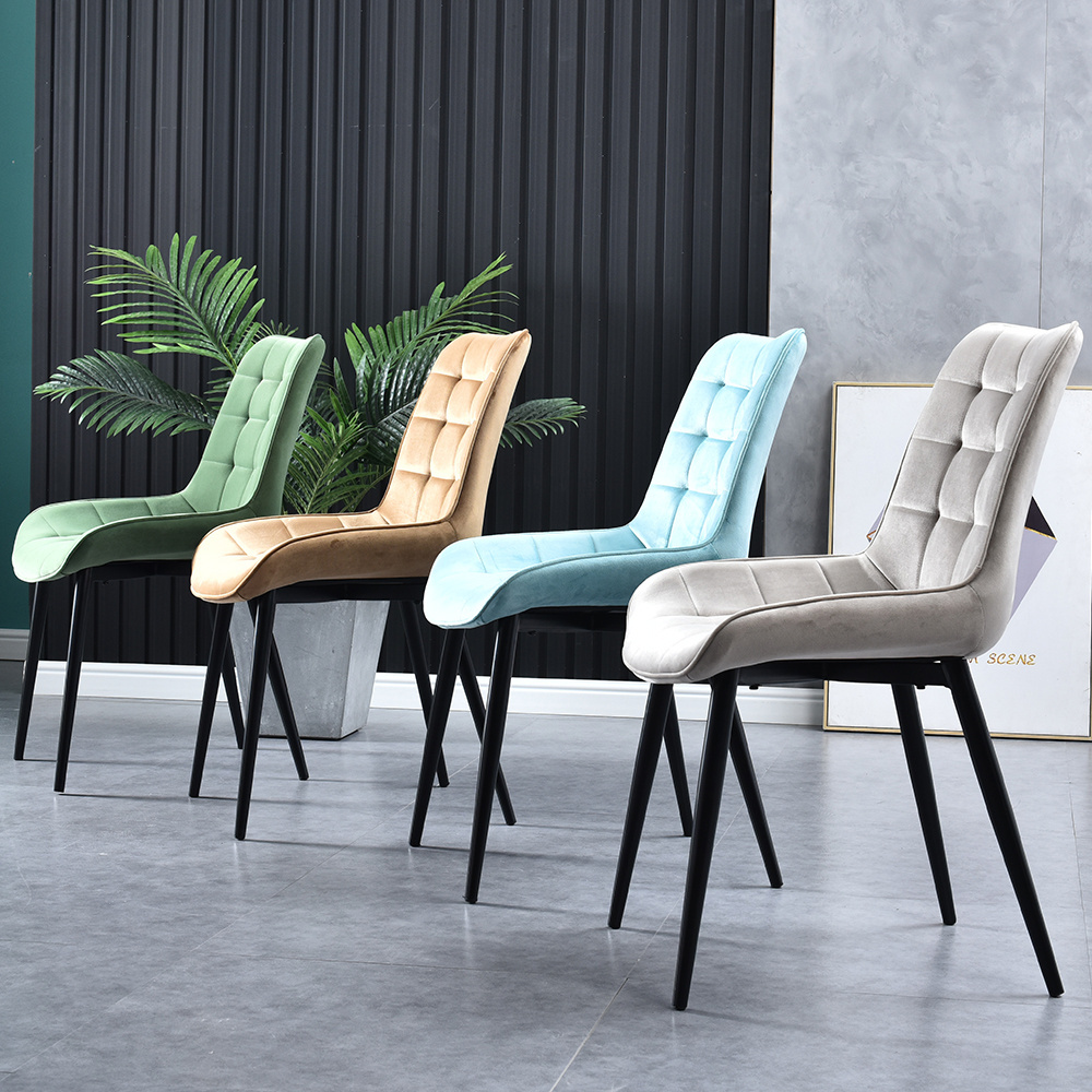 Modern nordic velvet fabric upholstered dining chairs