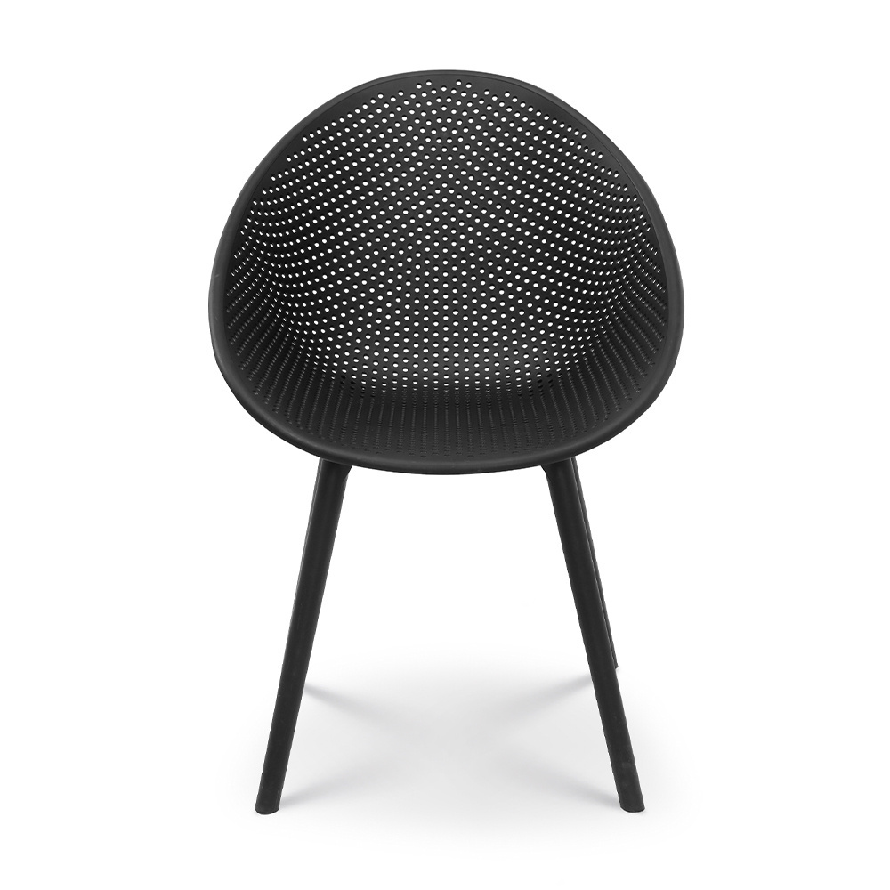 Modern rattan chair outdoor plastic black dining chair with metal leg