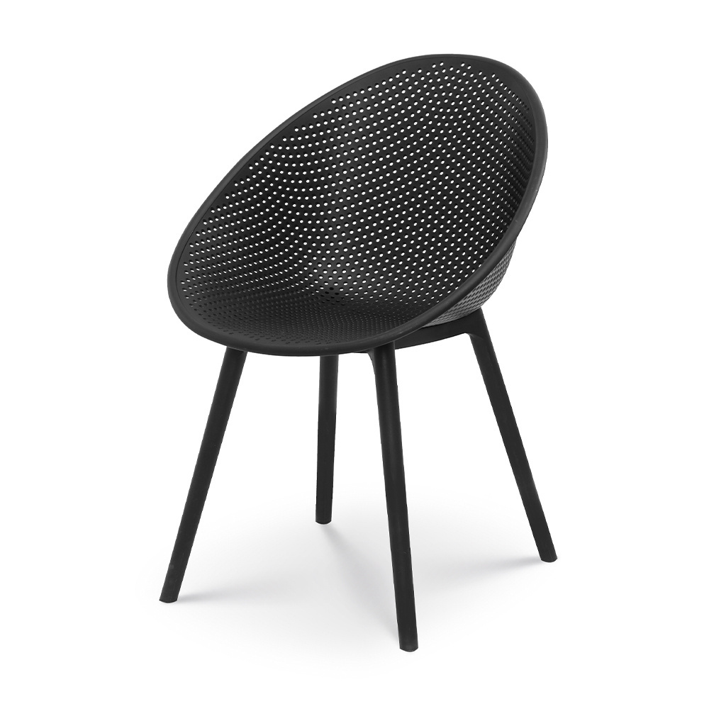 Modern rattan chair outdoor plastic black dining chair with metal leg