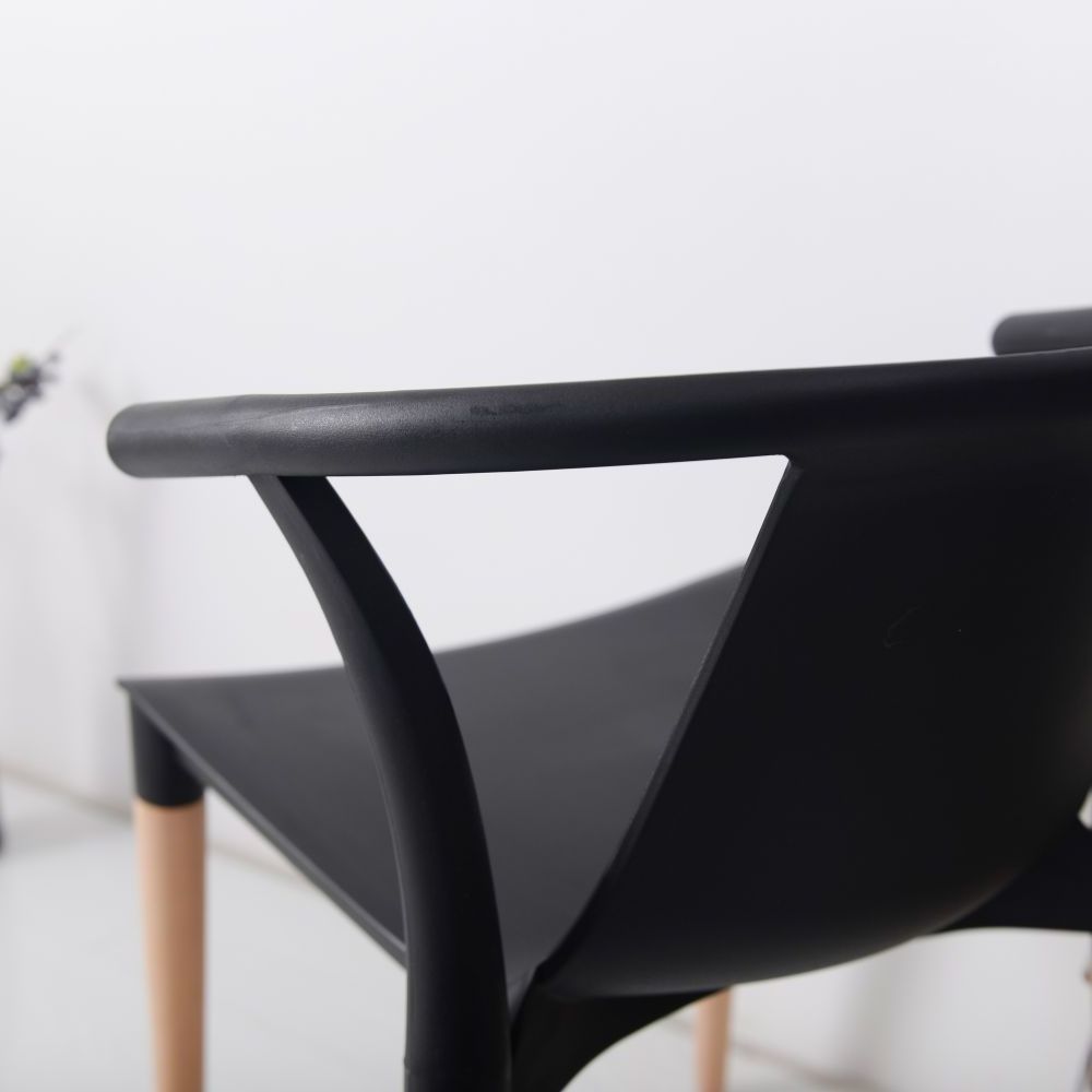 Modern dinning design chairs black plastic wooden dining armdesign chair