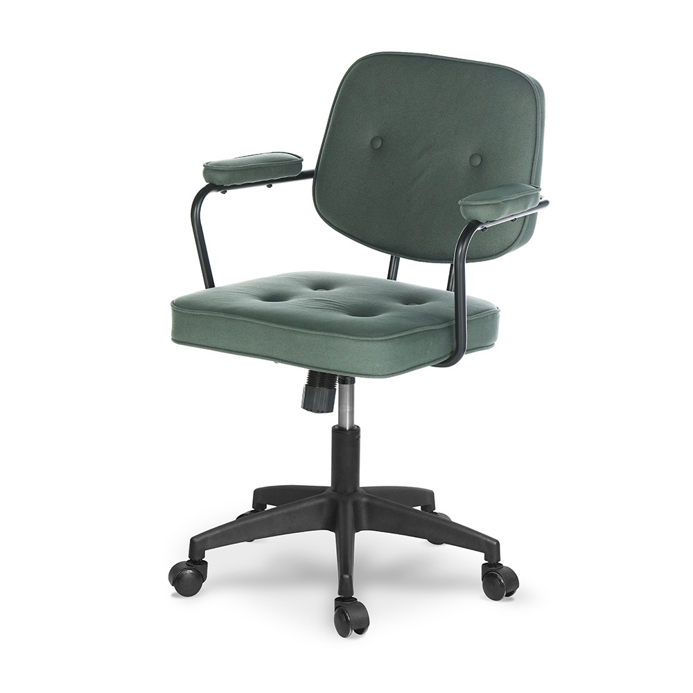 Soft green velvet fabric four leg comfortable office chair for home and office