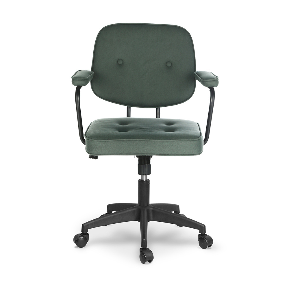 Soft green velvet fabric four leg comfortable office chair for home and office