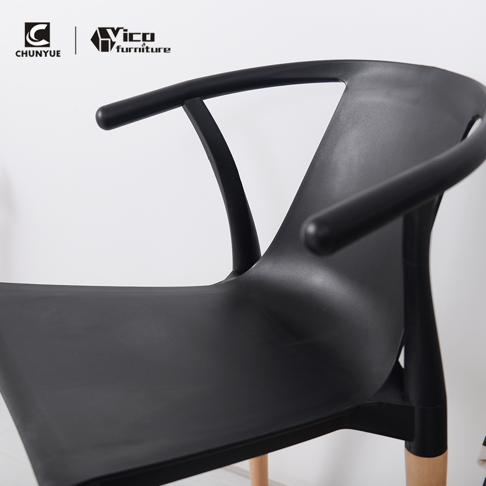 Modern dinning design chairs black plastic wooden dining armdesign chair