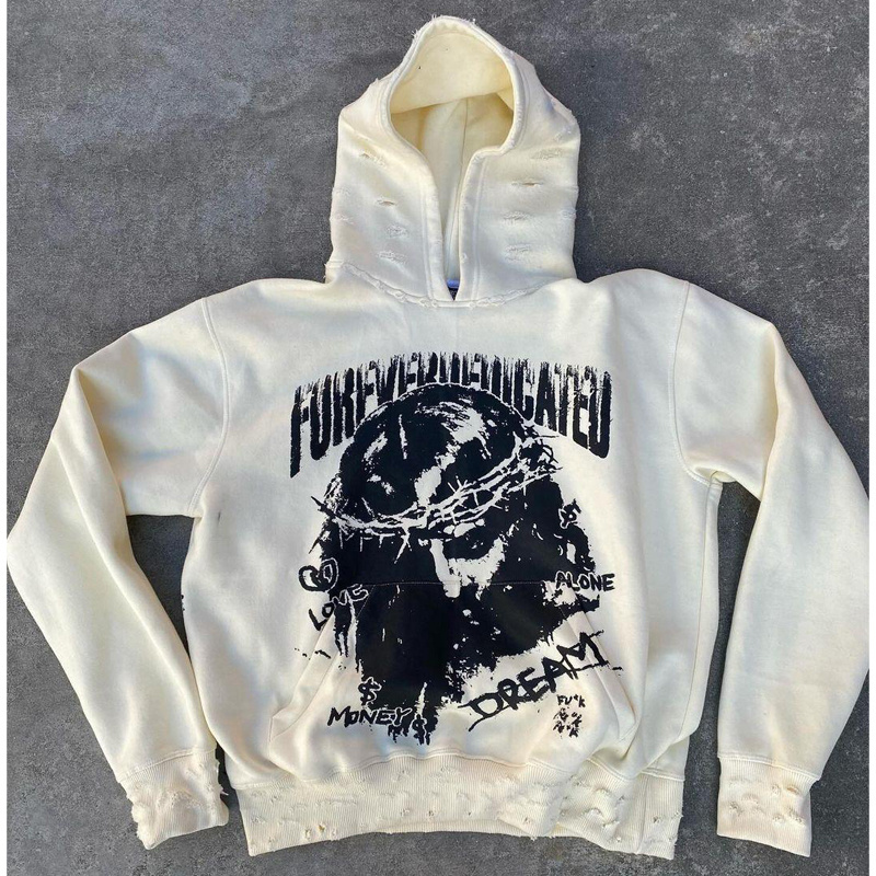 custom heavyweight pullover 500 600 gsm washed 100% cotton acid wash distressed embroidered vintage hoodie manufacturers