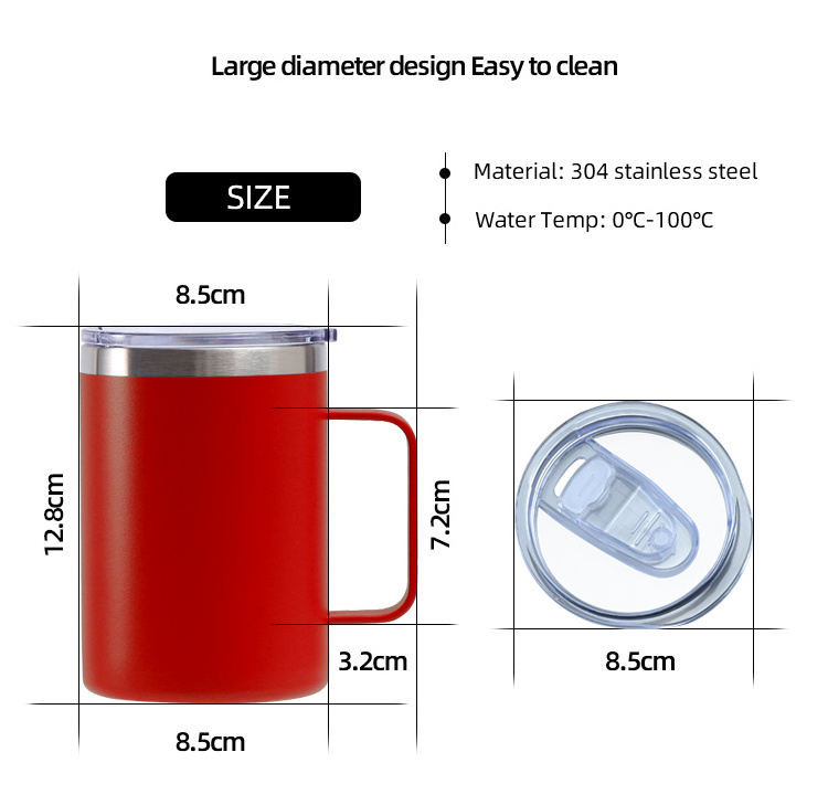 Custom 12oz 14oz 16oz Double Wall Vacuum Stainless Steel Travel Tumbler Cup Camping Tumbler insulated coffee mug with Handle