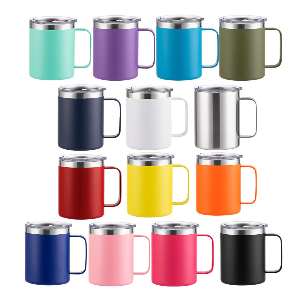 Custom 12oz 14oz 16oz Double Wall Vacuum Stainless Steel Travel Tumbler Cup Camping Tumbler insulated coffee mug with Handle