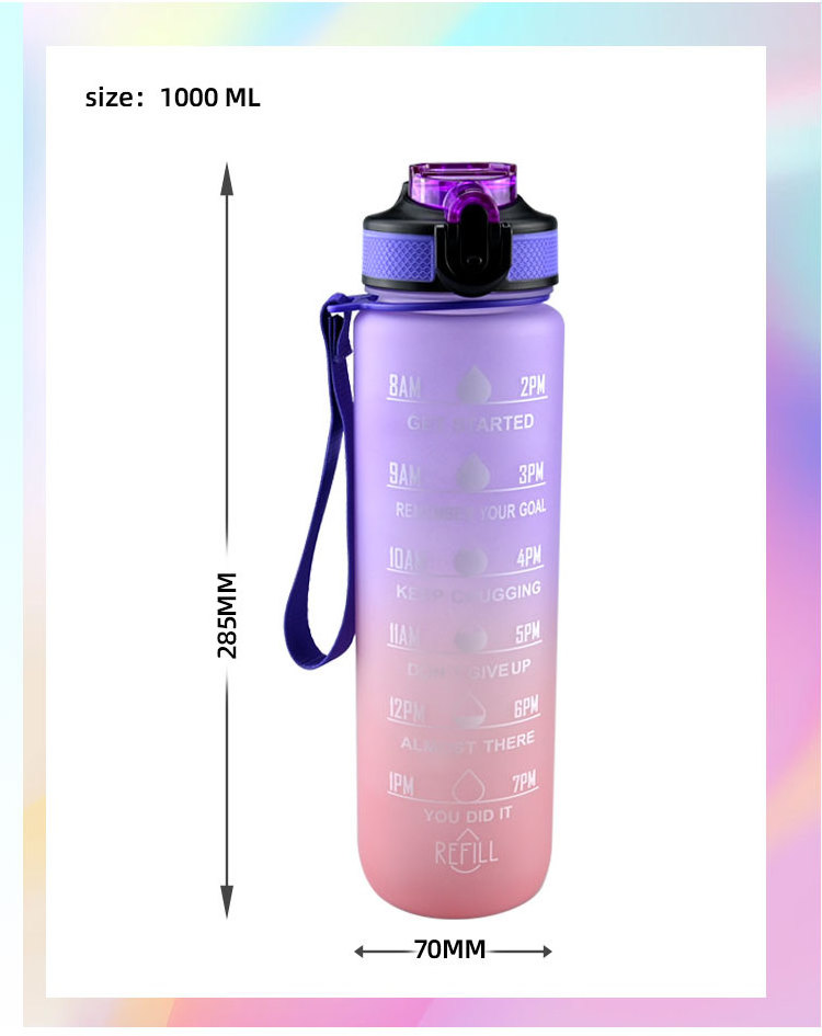 Wholesale 2021 trending products tritan water bottle sport insulated motivational water bottle with time marker