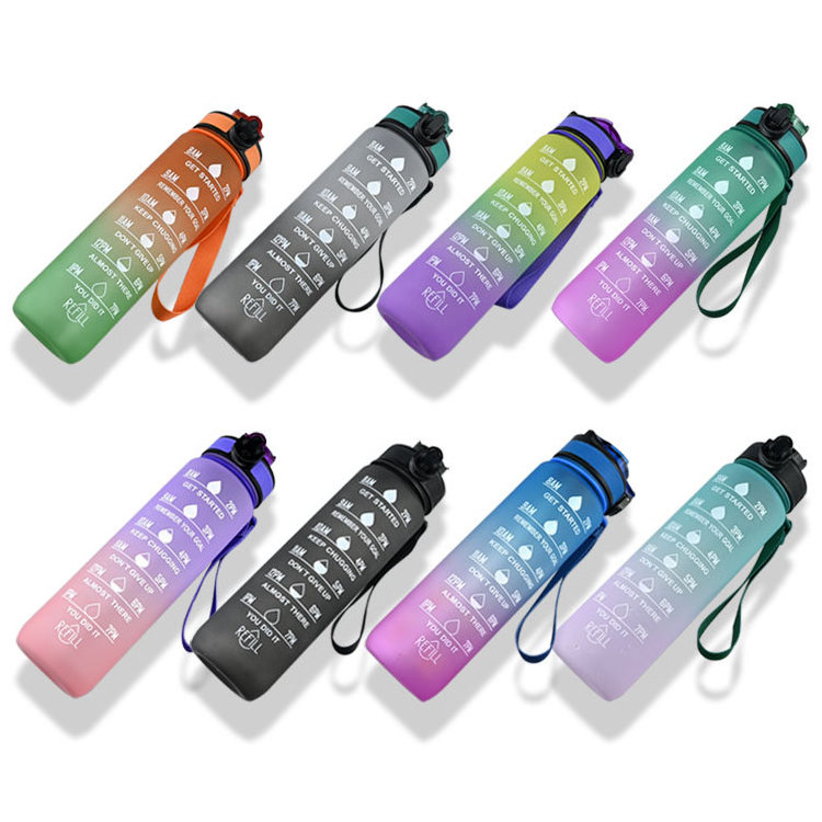 Wholesale 2021 trending products tritan water bottle sport insulated motivational water bottle with time marker