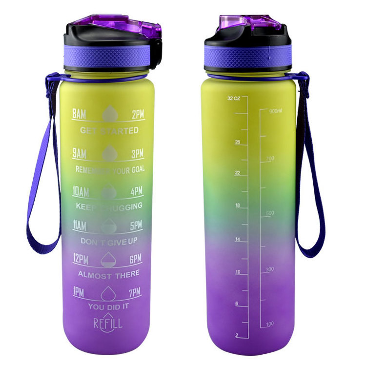 Wholesale 2021 trending products tritan water bottle sport insulated motivational water bottle with time marker