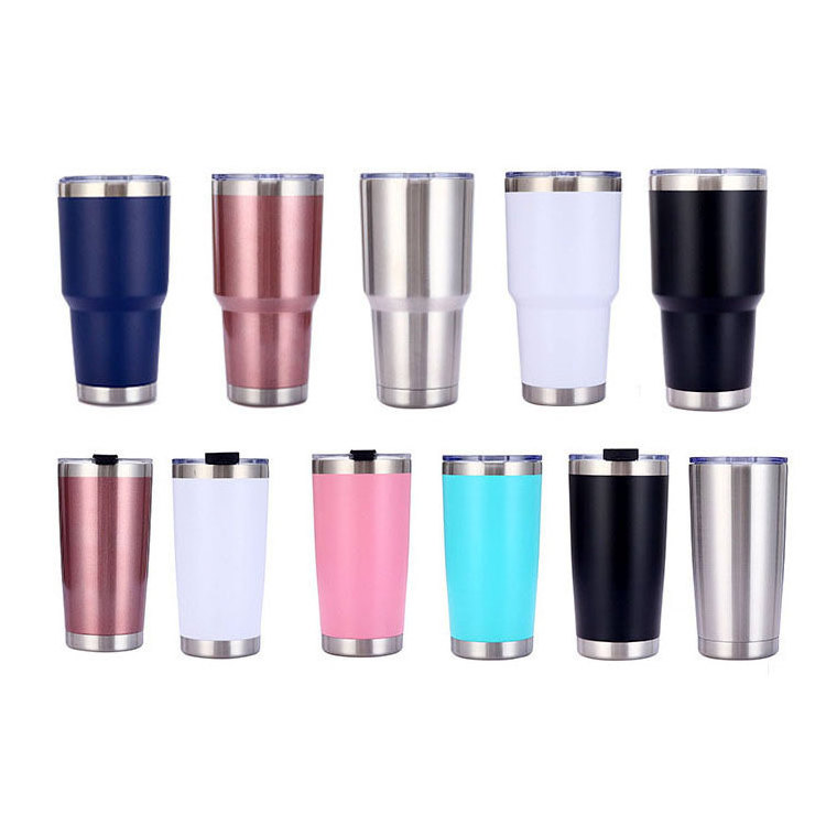 20oz 30oz Double Wall Stainless Steel Vacuum Insulated termos powder coated tumbler coffee eco friendly travels mugs with straw