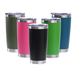 10oz 20oz 30oz tumbler double wall stainless steel insulated termos car coffee cups powder coated tumbler travels mug with straw