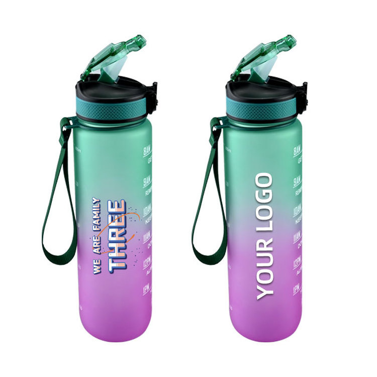 Wholesale 2021 trending products tritan water bottle sport insulated motivational water bottle with time marker