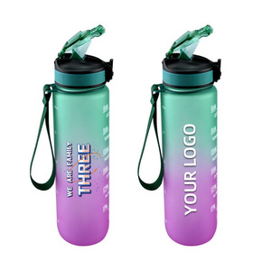 Wholesale 2021 trending products tritan water bottle sport insulated motivational water bottle with time marker