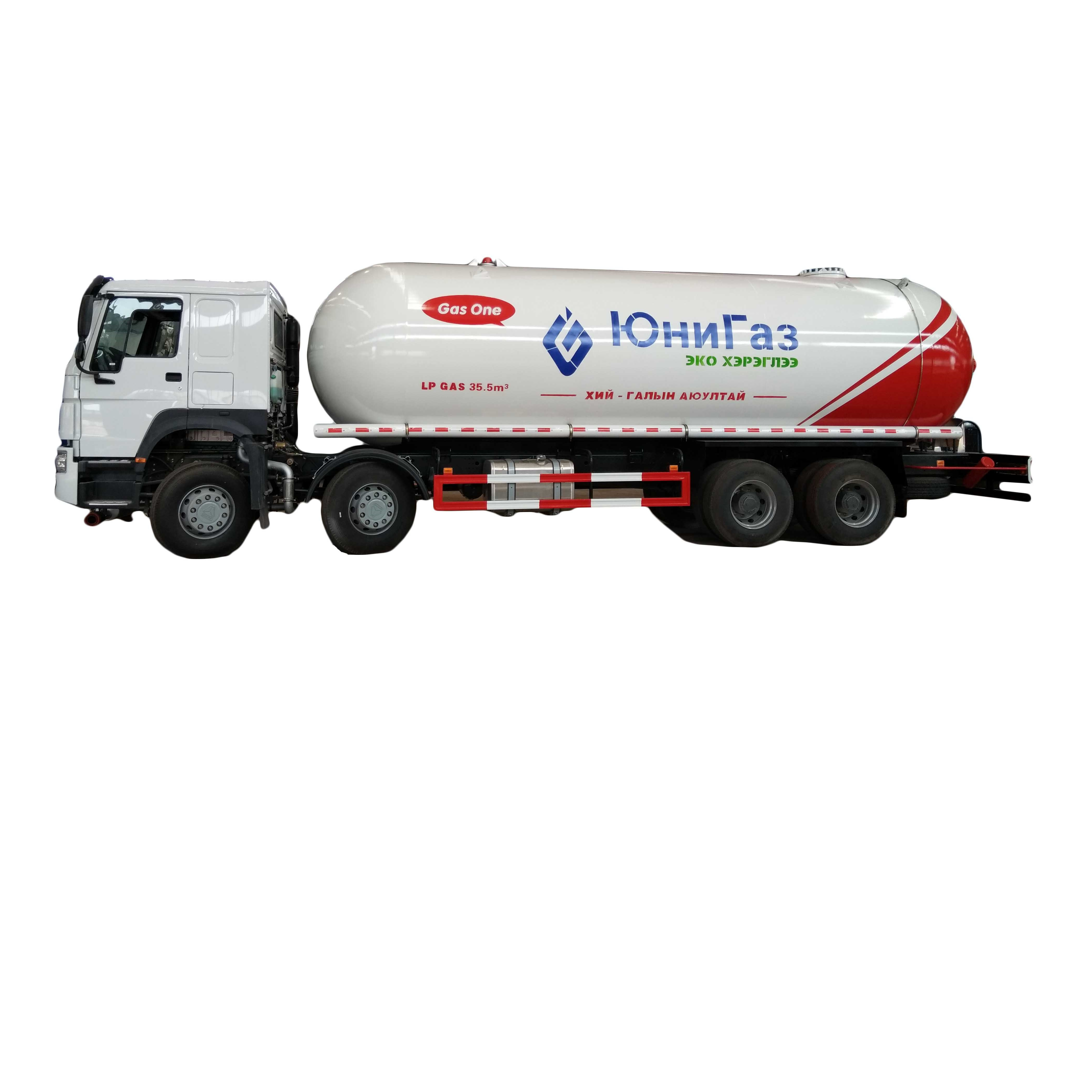 Low price 8x4 HOWO 36m3 35500 liters gas cylinder delivery truck lpg tank truck 15 ton