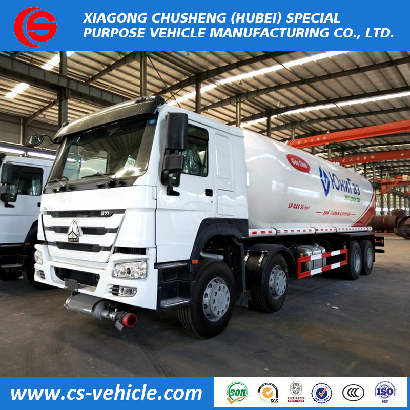 Low price 8x4 HOWO 36m3 35500 liters gas cylinder delivery truck lpg tank truck 15 ton