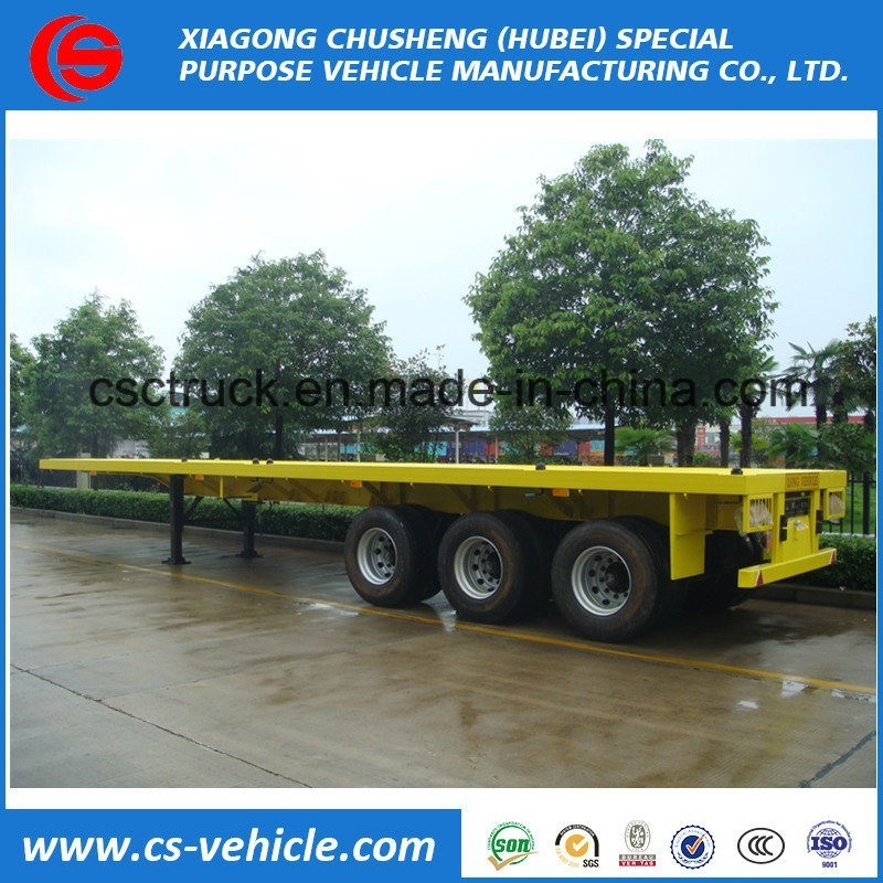 Dimensions ,wheelbase of 12m 40ft 30ton low bed semi tractor flatbed trailer with best price