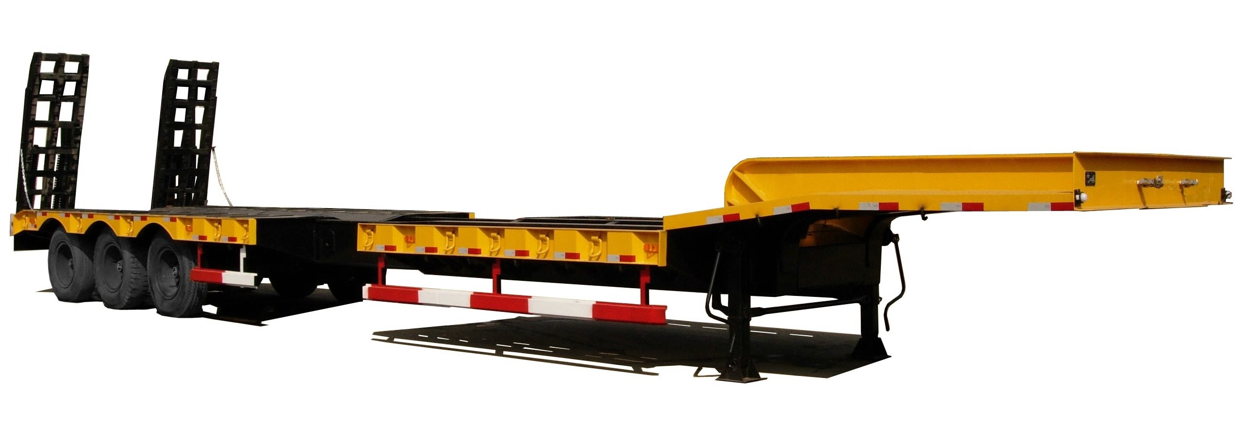 China 3 Axle 4 Axle 5 Axle low loader trailer carrying crane excavator lowbed semi trailer for sale