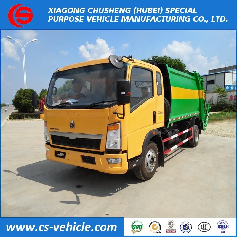 HOWO 4x2 140hp 8M3 5tons 8 tons Compressed garbage truck Garbage Compactor Trucks