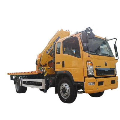 Howo 5tons platform wrecker truck 4x2 tow truck flat bed with crane for sale